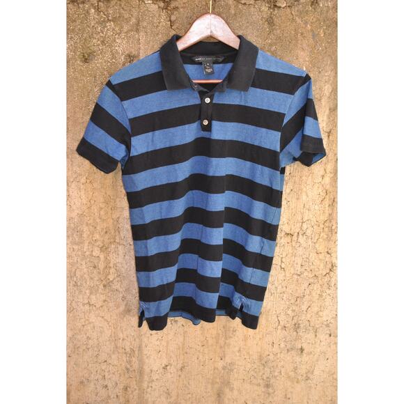Marc by Marc Jacobs Navy & Black Striped Cotton Polo Shirt – Size Small - Picture 1 of 4